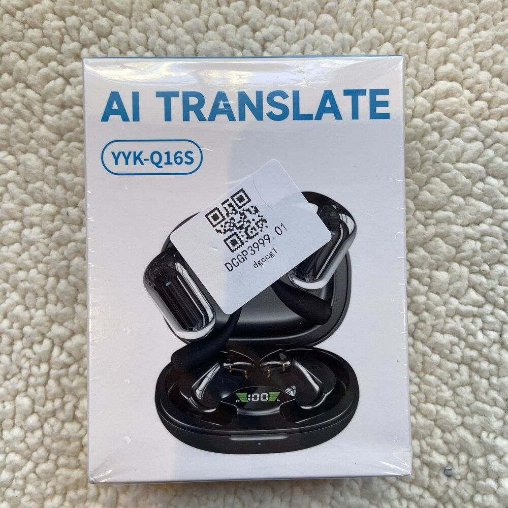 AI Translate YYK-Q16S Black Wireless Earbuds with Charging Case